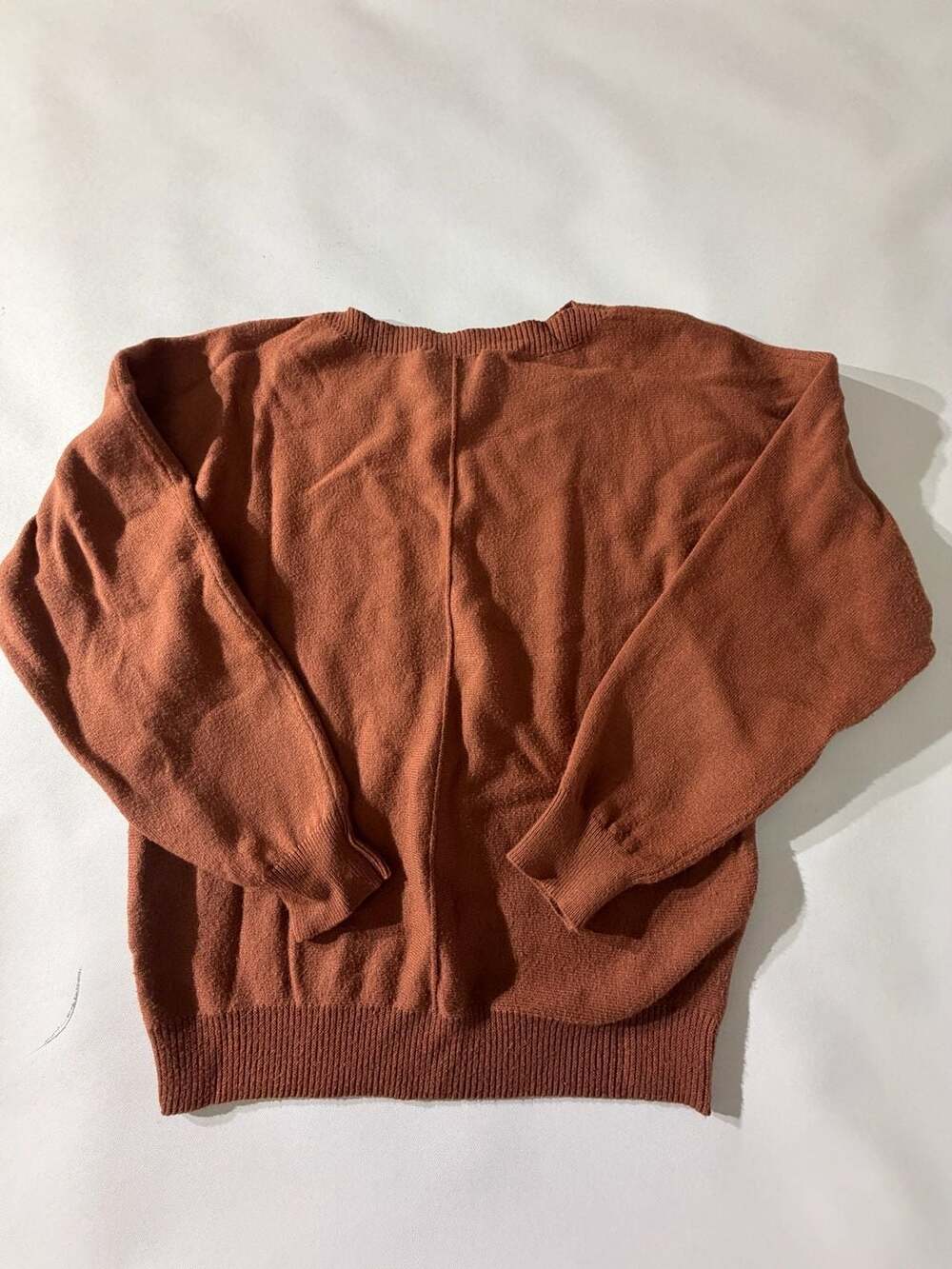 Magaschoni S Rust Brown Crewneck Sweater Long Sleeve Knit Oversized Cozy